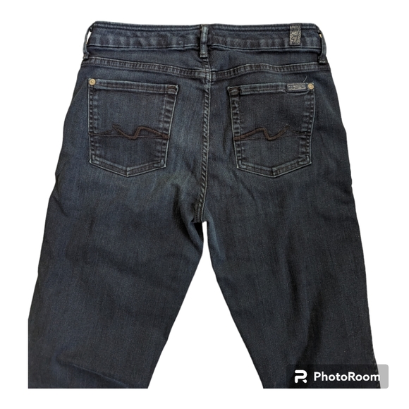 7 For All Mankind Mid Rise Kimmie Straight Leg Dark Wash Jeans Size 30 - Picture 5 of 6